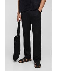 BoohooMAN - Relaxed Fit Elasticated Waist Open Stitch Zig Zag Pants - Lyst