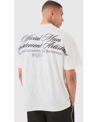 BoohooMAN - Oversized Extended Neck Slogan Embroidered Heavyweight T-shirt - Lyst