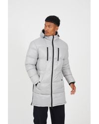 BoohooMAN - Brave Soul Longline Hooded Padded Puffer Jacket - Lyst