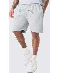 BoohooMAN - Plus Oversized Hearbreakers Shorts In Grey - Lyst