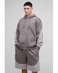 BoohooMAN - Kurzer Oversize Man Colorblock Trainingsanzug mit Reißverschluss und Kapuze - Lyst