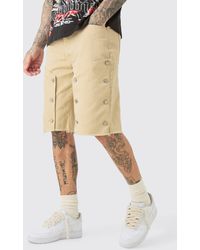 Boohoo - Tall Fixed Waist Washed Twill Carpenter Relaxed Short - Lyst