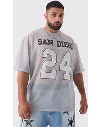 BoohooMAN - Plus San Diego Printed Varsity Mesh Basketball T-Shirt - Lyst