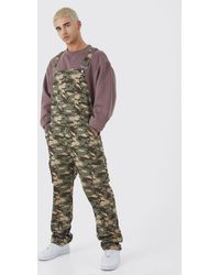 BoohooMAN - Relaxed Camo Cargo Dungaree - Lyst