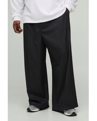 BoohooMAN - Plus Wide Leg Pleat Front Tailored Pants - Lyst