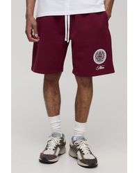 BoohooMAN - Relaxed Fit Embroidered Mid Length Shorts - Lyst