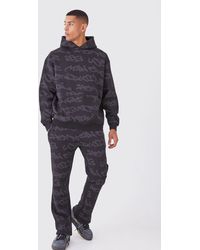 BoohooMAN - Oversized All Over Worldwide Graffiti Gusset Tracksuit - Lyst