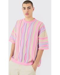 BoohooMAN - Oversized 3d Jacquard Knit T-shirt - Lyst