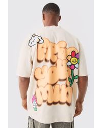 BoohooMAN - Oversized Flower Puff Print Distressed T-shirt - Lyst