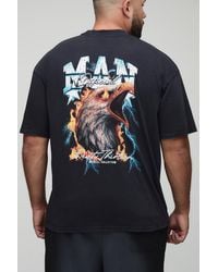Boohoo - Plus Oversized Acid Wash Man Eagle Print T-Shirt - Lyst