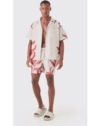 BoohooMAN - Boxy Printed Shirt And Trunks Set - Lyst