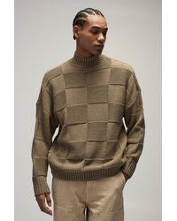 BoohooMAN - Karierter Oversize Pullover mit Trichterkragen - Lyst