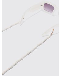 BoohooMAN - Pearl And Bead Sunglasses Chain In White - Lyst