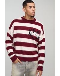 BoohooMAN - Boxy Brushed Stripe Print Knitted Sweater - Lyst
