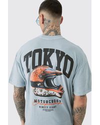 BoohooMAN - Tall Tokyo Moto Overdye Graphic Oversized T-shirt - Lyst