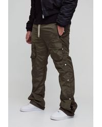 BoohooMAN - Plus Elasticated Waist Slim Flare Stacked Cargo Pants - Lyst