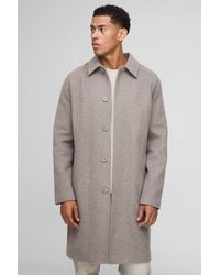 Boohoo - Regular Fit Raglan Single Breasted Melton Car Coat - Lyst