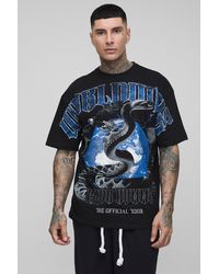 BoohooMAN - Tall Oversized Worldwide Skull Over The Seam Print T-Shirt - Lyst