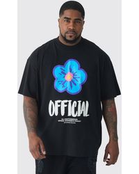 BoohooMAN - Plus Oversized Extended Neck Official Floral Print T-shirt - Lyst