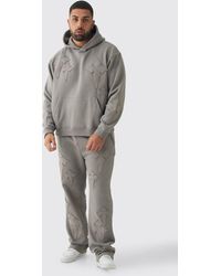 BoohooMAN - Plus Oversized Boxy Cross Applique & Relaxed Jogger Tracksuit - Lyst