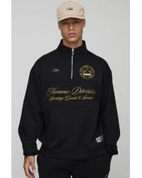 BoohooMAN - Tall Oversized Boxy Homme Quarter Zip Funnel Neck Sweatshirt - Lyst