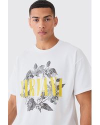 Boohoo - Oversized Nirvana Floral Band License T-shirt - Lyst
