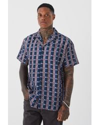 BoohooMAN - Short Sleeve Oversized Sheer Velour Flannel Shirt - Lyst