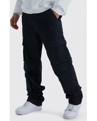 BoohooMAN - Tall Relaxed Washed Multi Pocket Cargo Jeans - Lyst