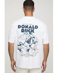 BoohooMAN - Weißes kastiges Oversize T-Shirt mit lizenziertem Disney Donald Duck Print - Lyst
