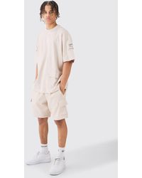 BoohooMAN - Oversized Cargo T-shirt And Short Set - Lyst
