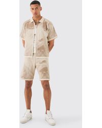 BoohooMAN - Boxy Line Drawing Knitted T-shirt And Short Set - Lyst