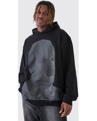 BoohooMAN - Tall Oversized Heavyweight Loopback Graphic Hoodie - Lyst