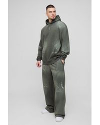 BoohooMAN - Tall bestickter Oversize Boxershorts-Trainingsanzug mit Spray-Waschung - Lyst