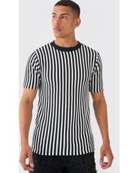 BoohooMAN - Slim Fit Stripe Rib T-shirt - Lyst
