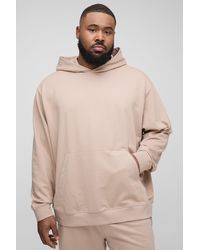 BoohooMAN - Plus Lightweight Loopback Oversized Fit Basic Hoodie - Lyst