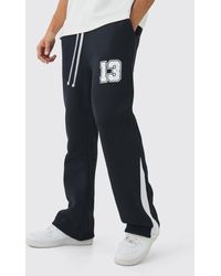 BoohooMAN - Regular Fit Varsity Print Gusset Sweatpants - Lyst