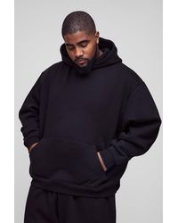 Boohoo - Sudadera Plus Básica Oversize Recta Con Capucha Y Estampado De 330G/M2 - Lyst