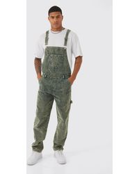 BoohooMAN - Relaxed Acid Wash Cord Dungaree - Lyst