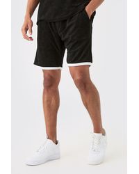 BoohooMAN - Relaxed Fit Mid Contrast Towelling Shorts - Lyst