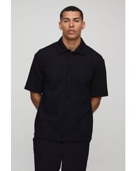 BoohooMAN - Oversized Two-tone Ribbed Jersey Concealed Placket Shirt - Lyst