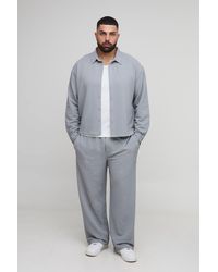 Boohoo - Plus Textured Jersey Oversized Boxy Shirt And Relaxed Trouser Set - Lyst