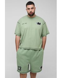 BoohooMAN - Plus Oversized Boxy Applique 13 Print T-Shirt & Short Set - Lyst