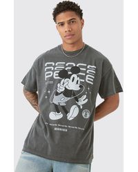 BoohooMAN - Oversized Mickey Mouse Disney Wash License T-shirt - Lyst