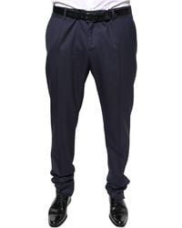 BoohooMAN - Dolce & Gabbana Classic Fit Trousers Navy Solid - Blue Pants - Lyst