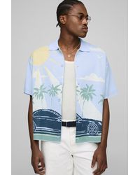 Boohoo - Camisa Recta De Punto Jacquard Con Estampado De Coche - Lyst