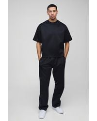 BoohooMAN - Oversized Boxy Scuba T-shirt & Jogger Long Set - Lyst