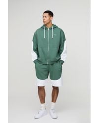 BoohooMAN - Oversized Man Colour Block Short Zip Hooded Tracksuit - Lyst