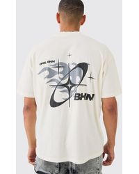 BoohooMAN - Oversized Boxy Extended Necl Bhm Flame T-shirt - Lyst