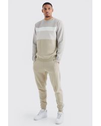 BoohooMAN - Tall Core Colour Block Sweater Tracksuit - Lyst