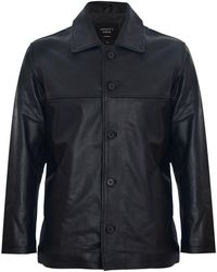 BoohooMAN - Infinity Leather Classic Cowhide Leather Box Jacket - Lyst